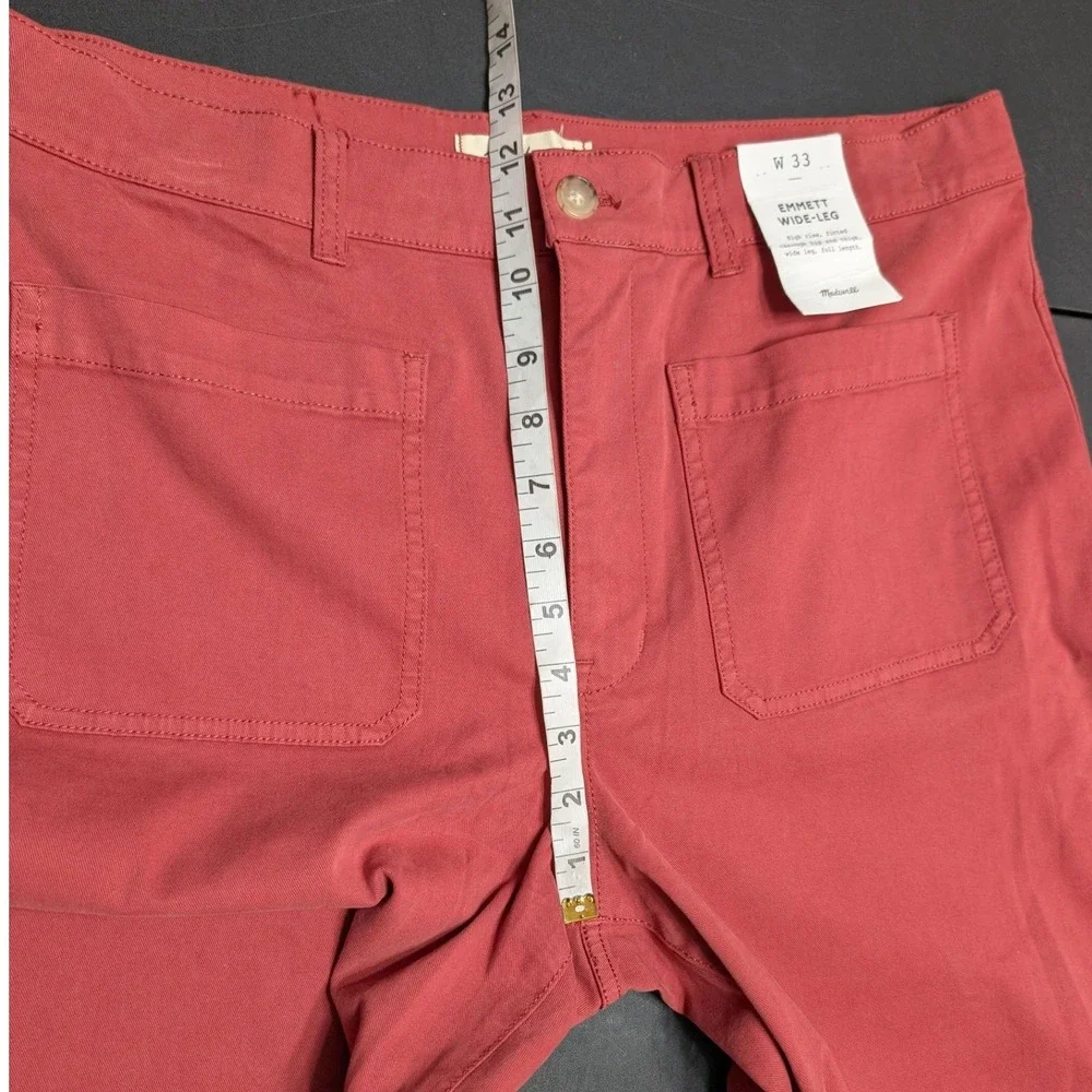 Madewell Emmett Wide-Leg Patch Pocket Pants Antique Rose Red Size 33‎ NEW